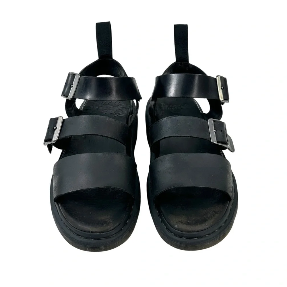 Dr. Martens Gryphon Black Leather Platform Sandals sz 10 Men’s